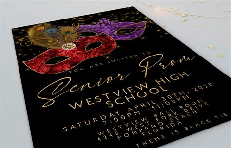 Prom Invitations and Tickets Invitation Masked Prom Masquerade - Etsy