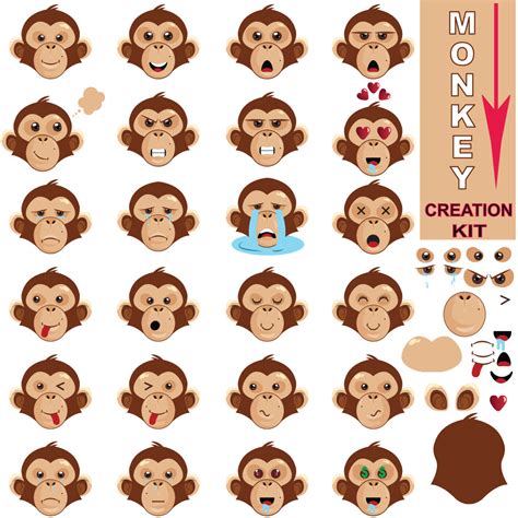 Set collection of different monkey face emoji expressions - MasterBundles