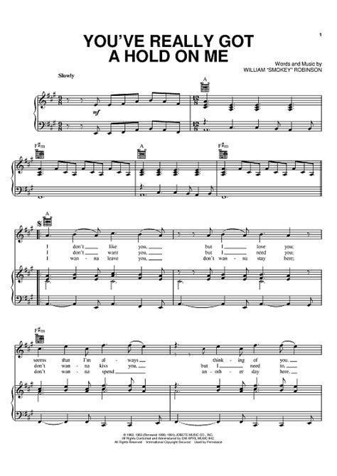 Buy "You've Really Got A Hold On Me" Sheet Music by The Beatles; Smokey Robinson; The Miracle...