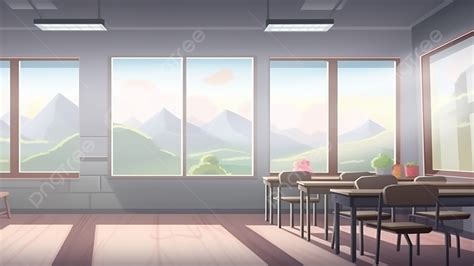 Comic Style Classroom Background, Manga Style, Classroom, Desks And Chairs Background Image And ...