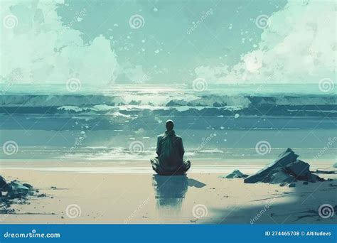 Person, Meditating on the Beach, with Serene and Peaceful Surroundings ...