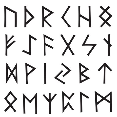 Viking runes set. Rune alphabet, futhark. Mystical symbols. Esoteric ...