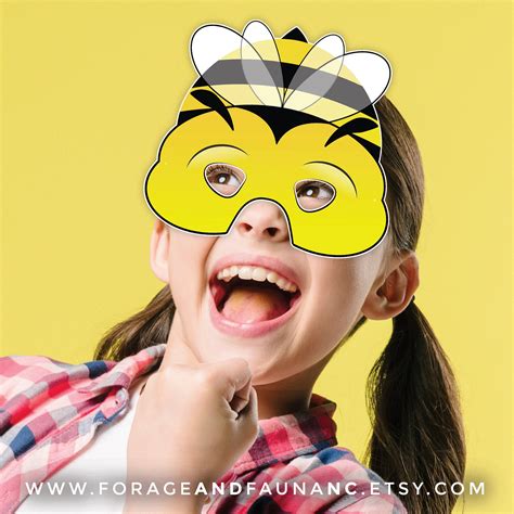 Printable Bumblebee Halloween Mask Photo Booth Prop Printable Bee Mask ...