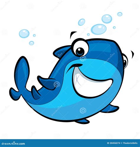 Cartoon smiling baby shark stock illustration. Illustration of humor - 30456074