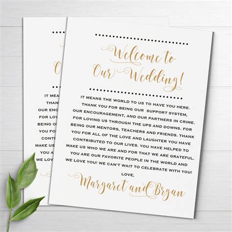 Wedding Welcome Notes Wedding Itinerary Welcome Letters