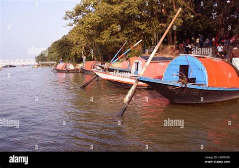 Boats Parked on River Ganga near Princep Ghat in Kolkata Stock Photo - Alamy