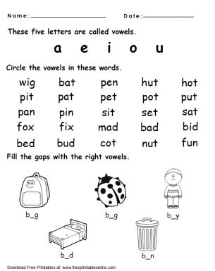 Learn the Vowels Worksheet - Free Printable Online