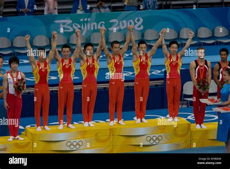 Olympics 2008, winners podium hi-res stock photography and images - Alamy