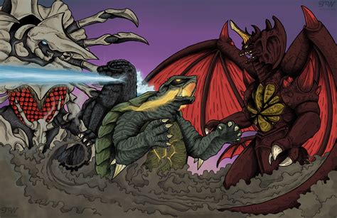 Decided to do another Godzilla and Gamera crossover piece and finished ...