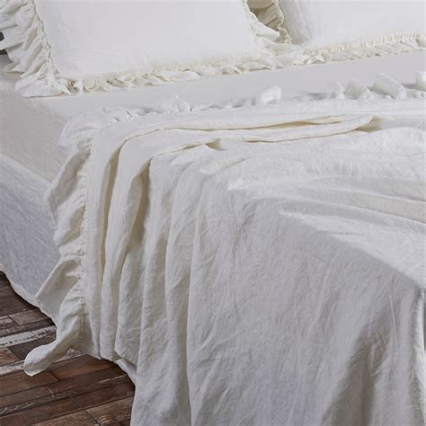 Ruffle Flat Sheets | Ruffle Flat Linen Bed Sheet | Linen Bedding | 100% Pure Linen Sheets