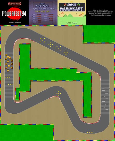 Nintendo PowerFest '94 - Super Mario Kart Map - SNES Super Nintendo