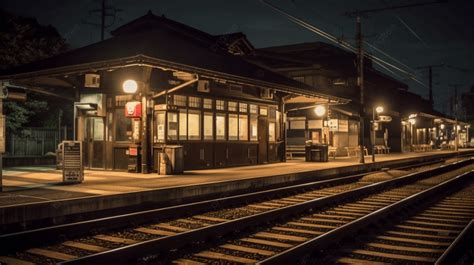 Small Train Station At Night Background, Ashizuri At Nakamura Station Kochi, Hd Photography ...