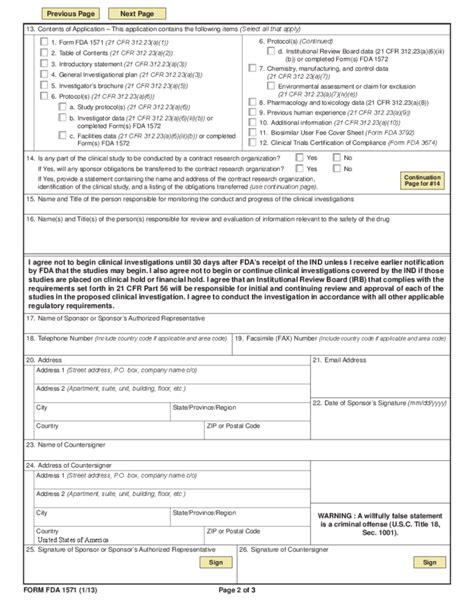 Form FDA 1571 - Investigational New Drug Application Free Download