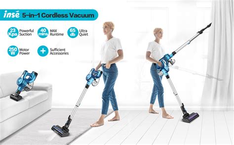 INSE Cordless Stick Vacuum Cleaner, 23KPa Powerful... – Canister Vacuum ...