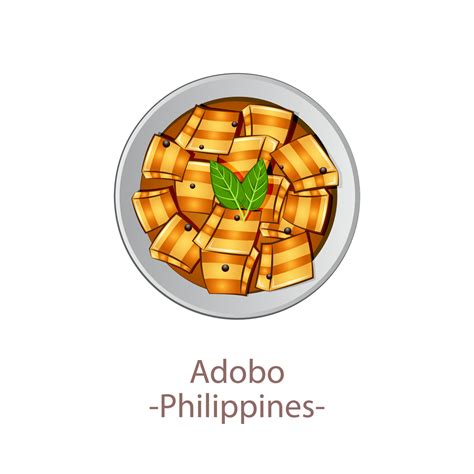 top view of popular food of ASEAN national,Adobo,in cartoon 5274037 ...