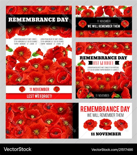 Remembrance day lest we forget poppy banner Vector Image