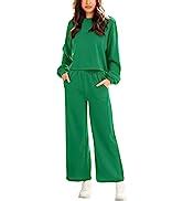ANRABESS Women’s Two Piece Crop Top & Wide Leg Pants Lounge Sweater ...