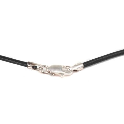 Chain & Clasps Leather Finished Necklace 1.5mm, 16" Black