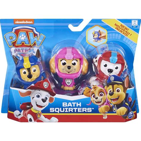 Paw Patrol Pack of 3 Marshall, Chase and Skye, Blister Bath Squirter - The Model Shop