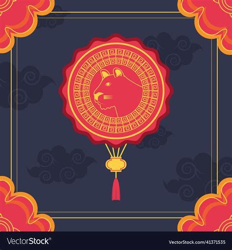 Chinese new year tiger ornament Royalty Free Vector Image