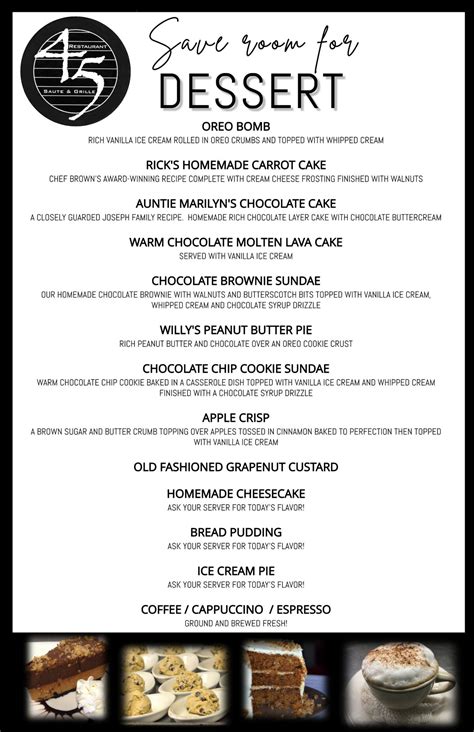 Dessert Menu - Restaurant 45