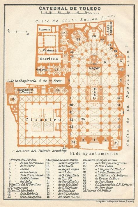 1913 Toledo Cathedral Toledo Spain Antique Floor Plan - Etsy | Toledo ...