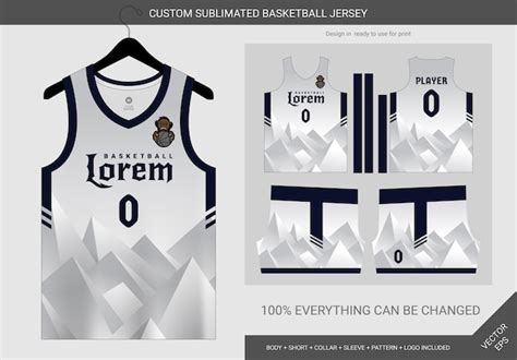 Premium Vector | Mountain white and navy basketball jersey template