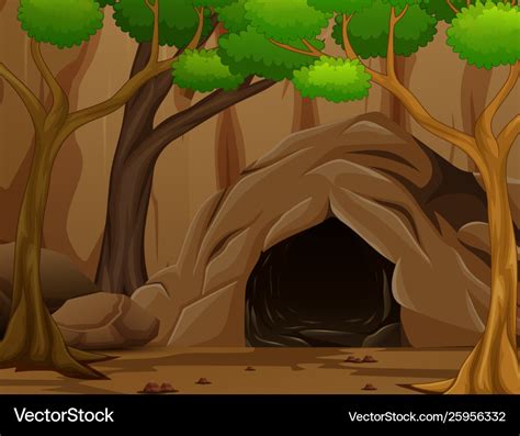 Background scene with a dark rocky cave Royalty Free Vector