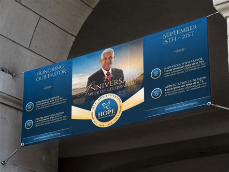 Blue Pastor Anniversary Banner Canva Template » Godserv Designs