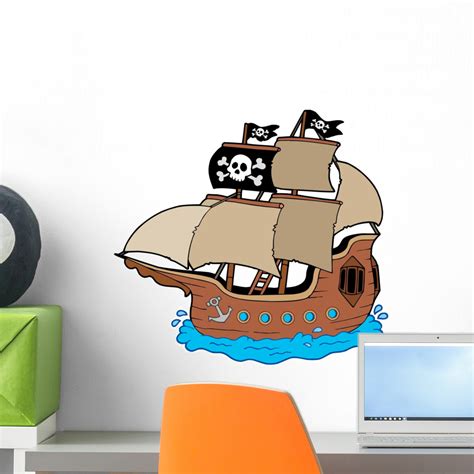 Pirate Ship Wall Decal by Wallmonkeys Peel and Stick Graphic (18 in W x 17 in H) WM78358 ...