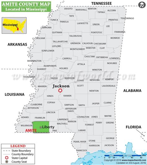 Amite County Map, Mississippi