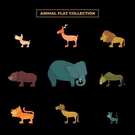 Flat Collection of Cute Four-legged Animals 3485673 Vector Art at Vecteezy