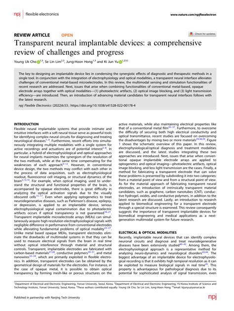 (PDF) Transparent neural implantable devices: a comprehensive review of challenges and progress