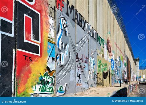 Jerusalem Israel. the West Bank Separation Wall in Bethlehem Editorial ...