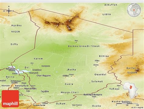 Physical Panoramic Map of Chad