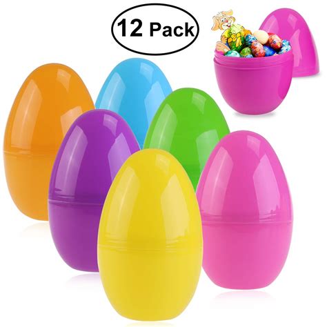 BESTOMZ Jumbo Plastic Easter Egg Containers For Kids to Fill with Easter Candy ,Gifts.Pack of 12 ...