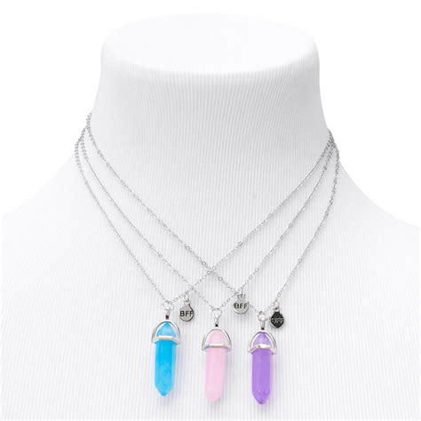 Silver Best Friends Gem Pendant Necklaces - 3 Pack | Claire's US