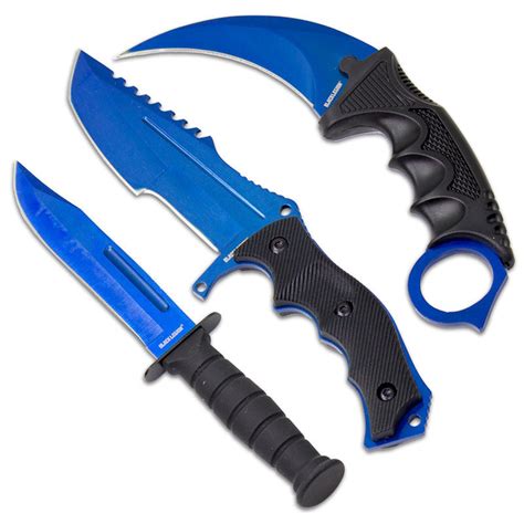 Lightning Blue Blade Knife Set - Knife Variety Pack - Blue Knives | KarateMart.com