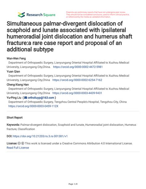 (PDF) Simultaneous palmar-divergent dislocation of scaphoid and lunate associated with ...