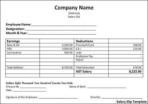 Salary Slip Format | Free Word's Templates