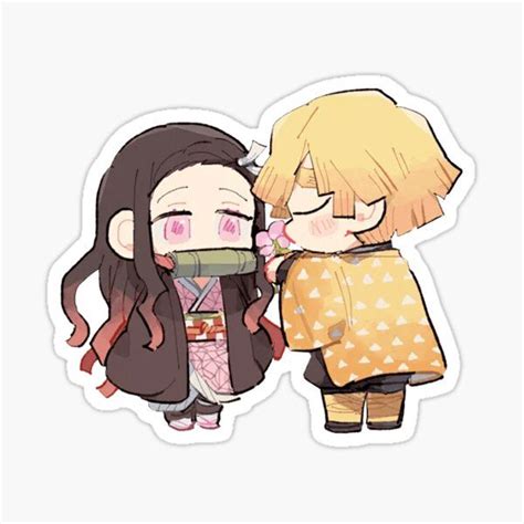 Zenitsu and Nezuko Sticker by Topicart in 2021 | Cute stickers, Anime ...