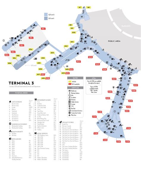 Pearson airport terminal 3 map - Pearson terminal 3 map (Canada)