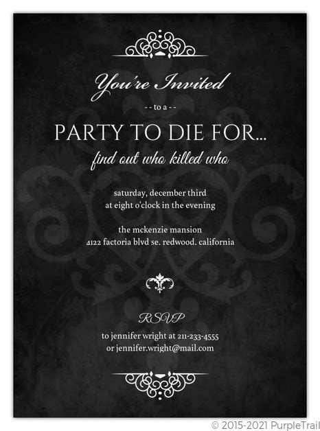 Murder Mystery Black Dinner Party Invitation | Dinner Party Invitations