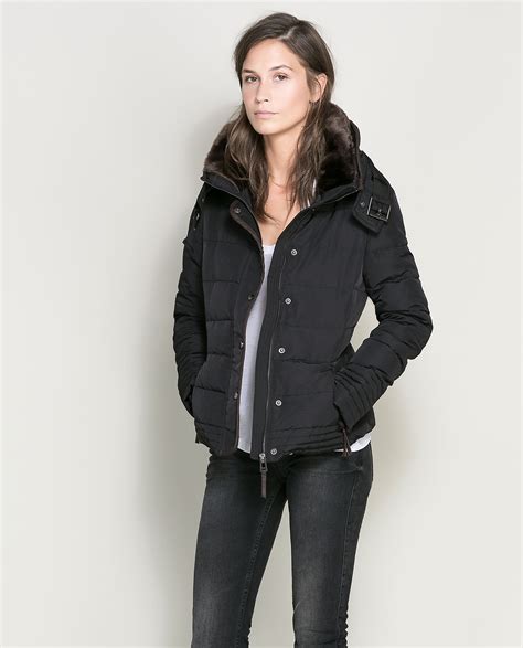 Zara Short Puffer Jacket in Black | Lyst