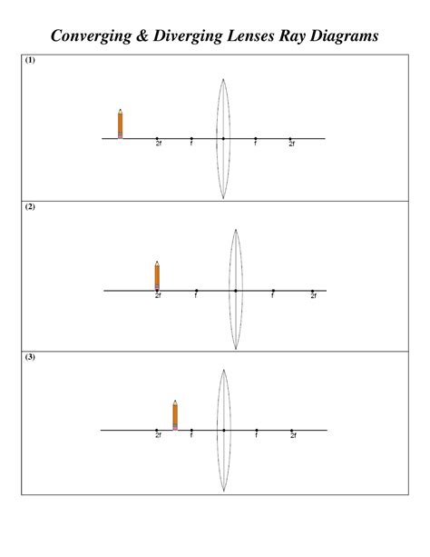 Lens ray diagram worksheet - Converging & Diverging Lenses Ray Diagrams (1) (2) (3) (4) (5) (6 ...