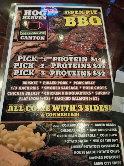 Menu at Hog Heaven BBQ, Canton