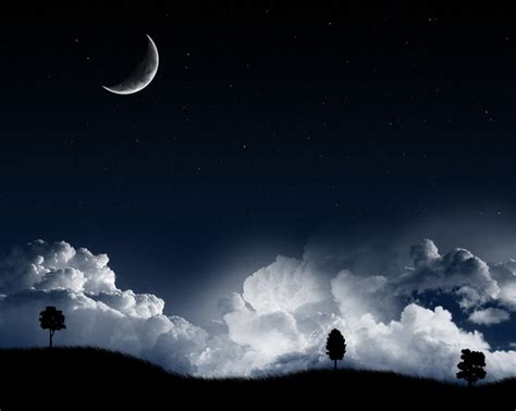 landscape, Night, Moon, Clouds, Stars Wallpapers HD / Desktop and ...