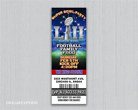 Super Bowl Ticket Template Database