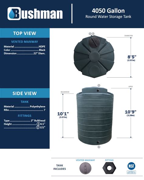 Bushman Water Storage Tank - 4050 Gallon | TankAndBarrel.com