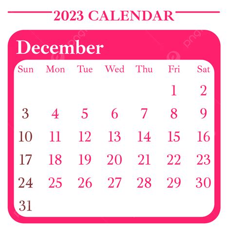 Simple Style Pink December 2023 Calendar, December 2023 Calendar, 2023 Calendar, Calendar 2023 ...